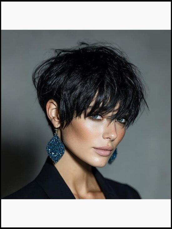 Brazilian Human Hair Pixie Cut Wig with Bangs Short Natural Look Tangle Free main image 6